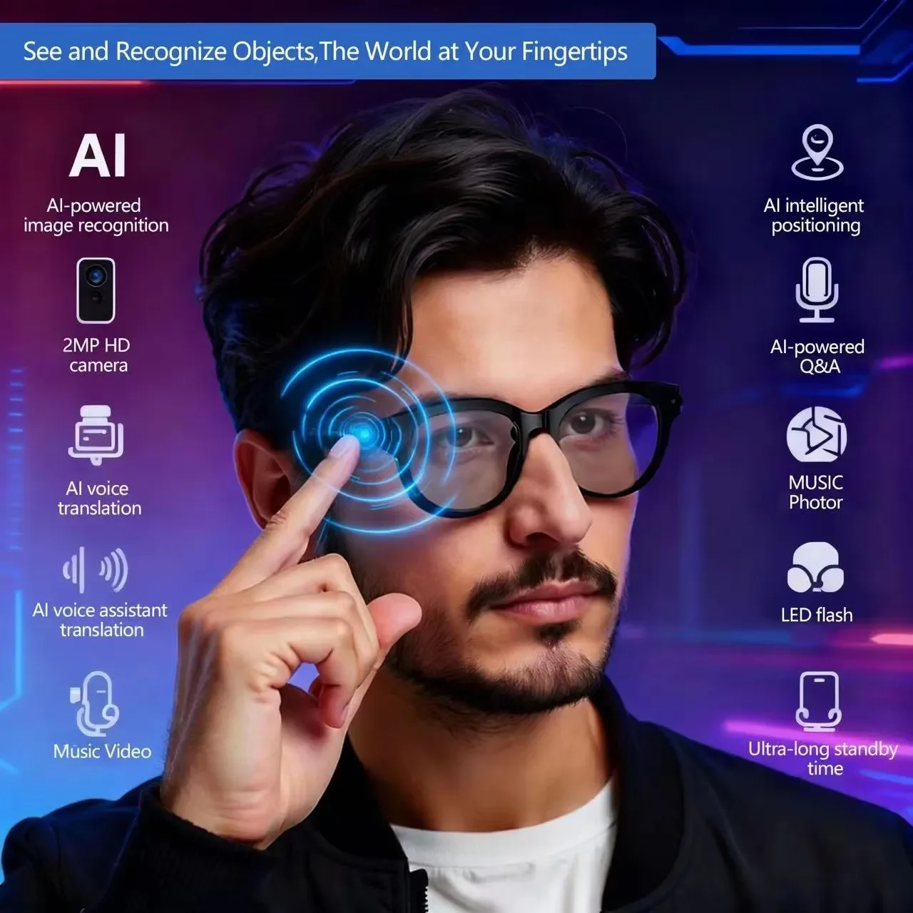 AI Sunglasses for Men with Rea - Audio Music To Video Ai Free avis et prix