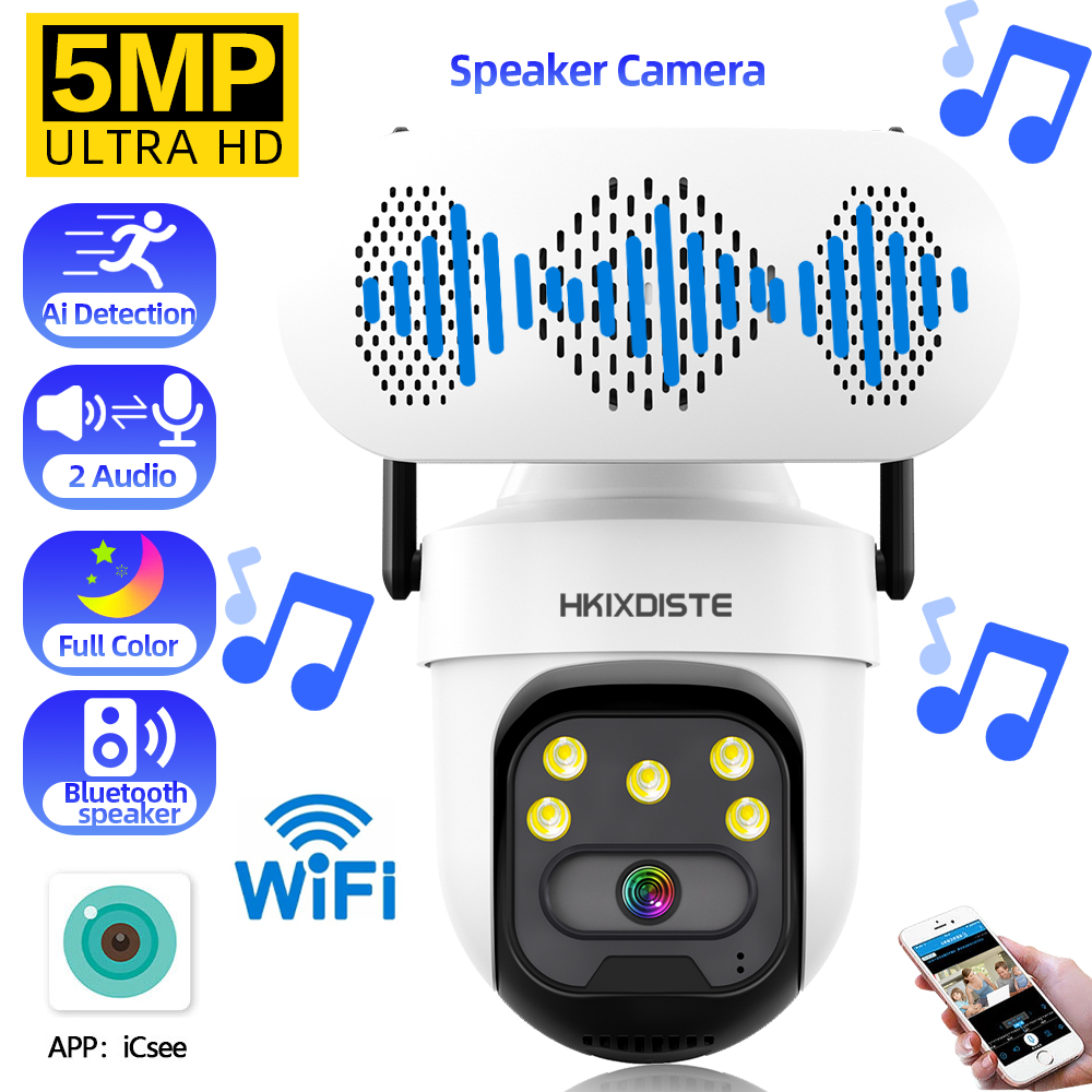 5MP 2K Wireless Wifi CCTV PTZ  - Audiovision Music Player avis et prix