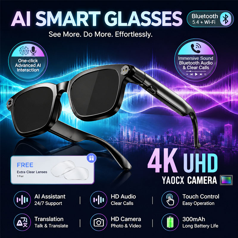 New AI Smart Glasses 800W HD C - Audio Music To Video Ai Free avis et prix
