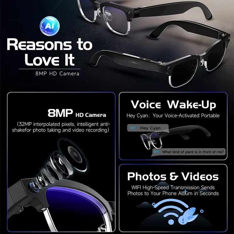 Smart Camera Glasses Photo and - Audio Music Recognition avis et prix
