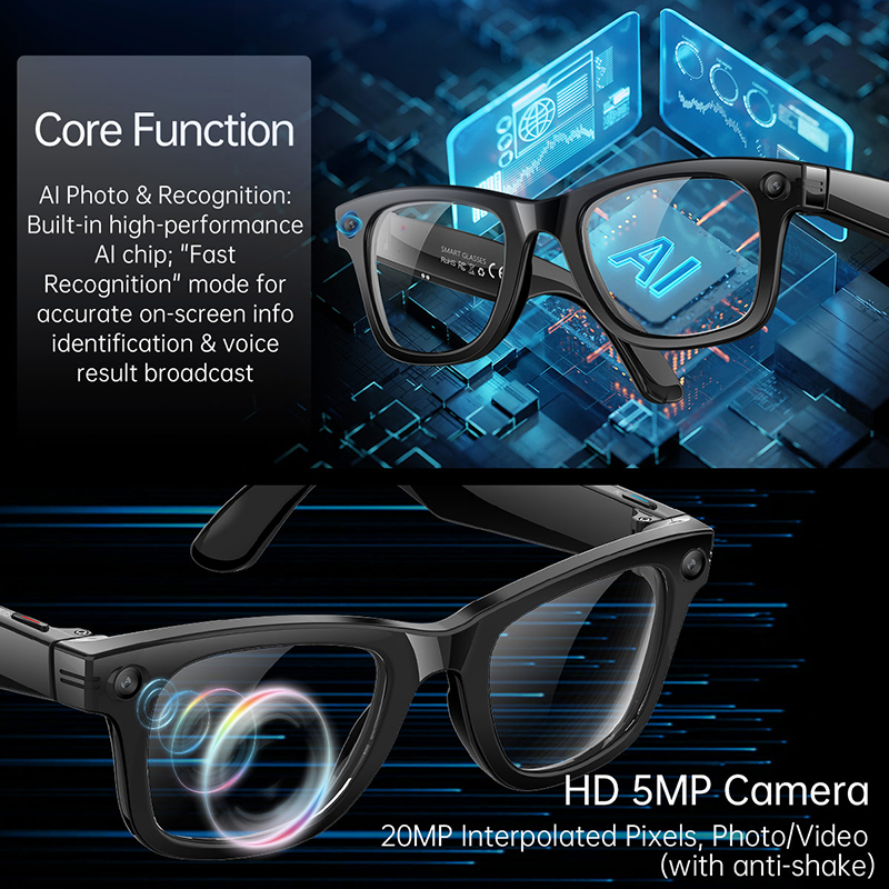 New Upgrade Smart Glasses 5MP  - Audio Music Recognition avis et prix