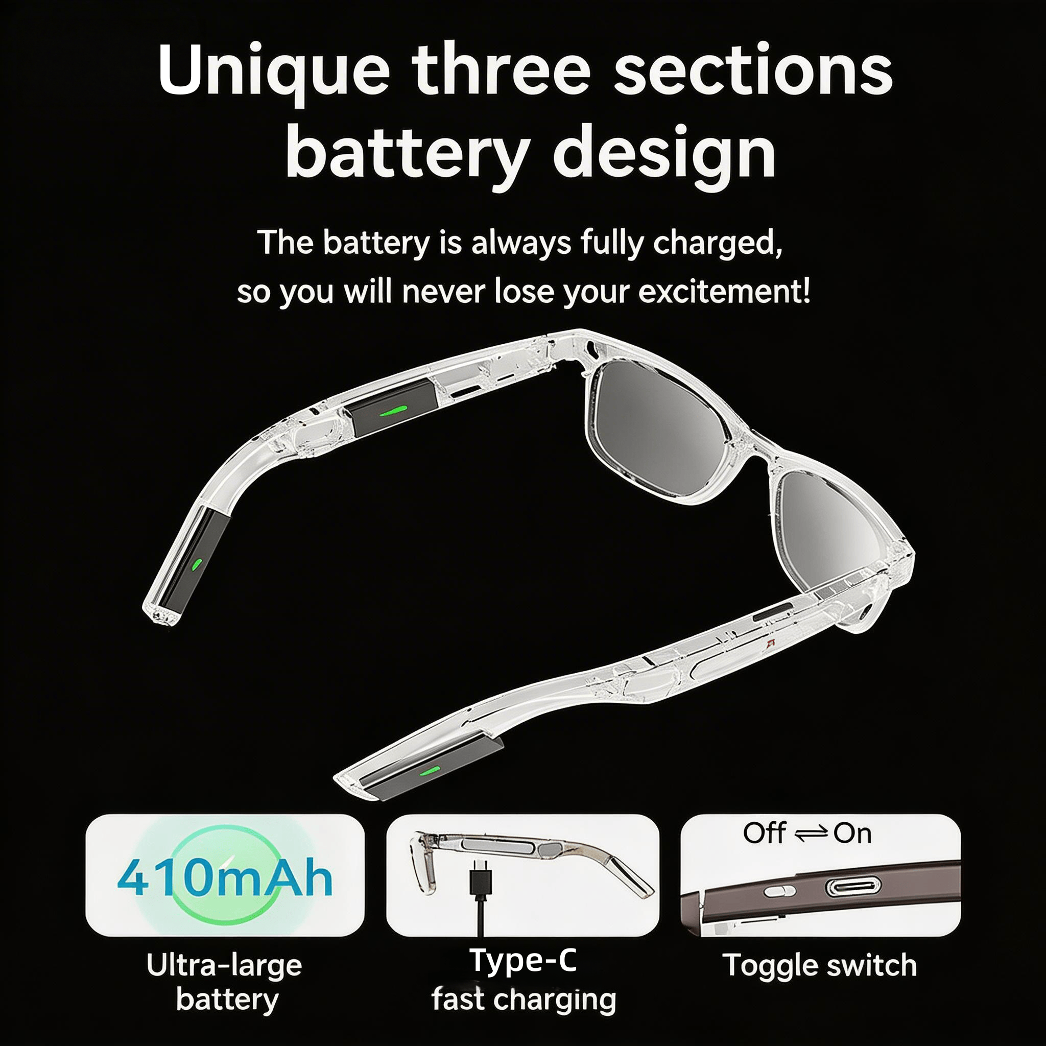 4K Camera Glasses with AI Smar - Audio Music Recognition avis et prix