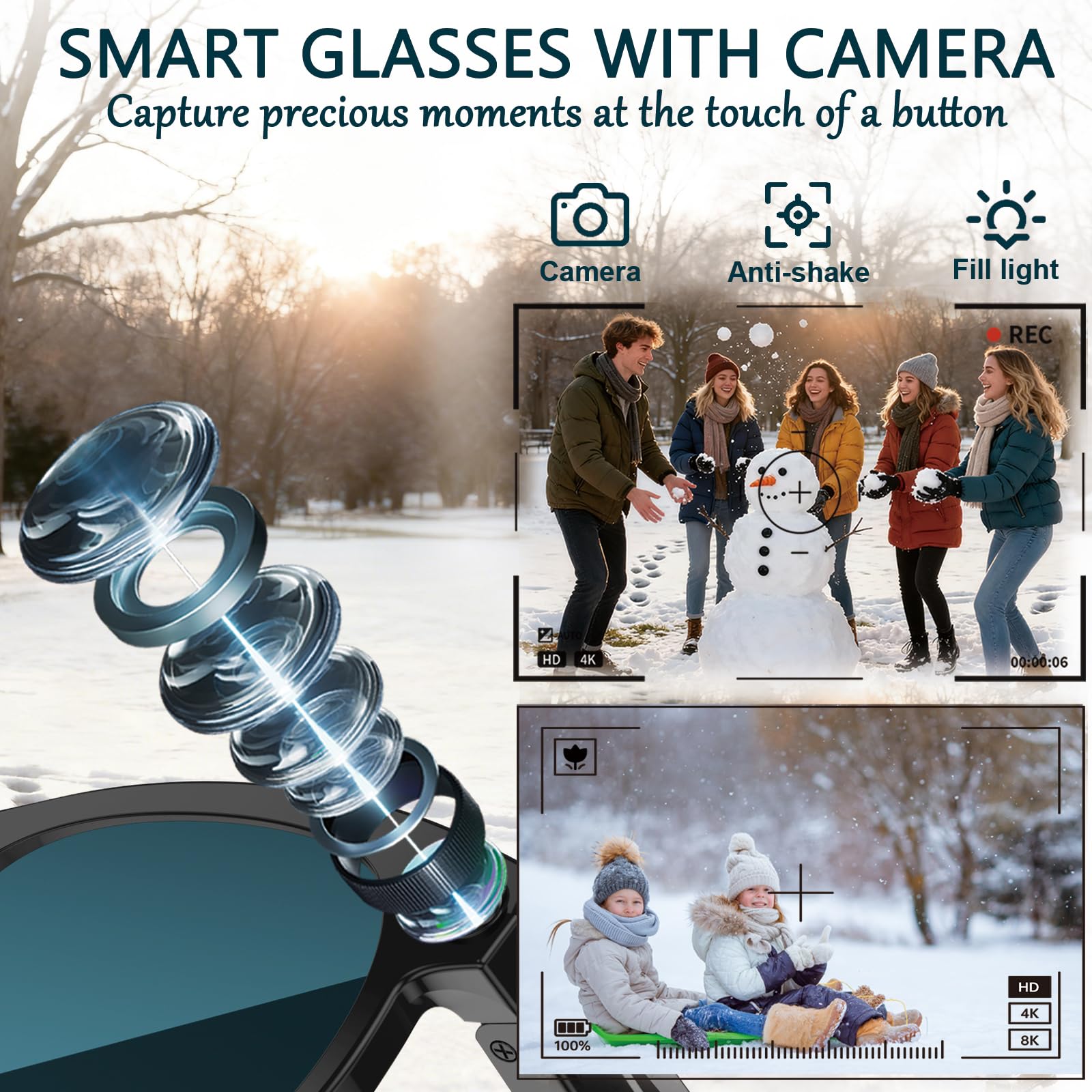 Black Smart Ai Glasses for Men - Audio Music To Video Ai Free avis et prix