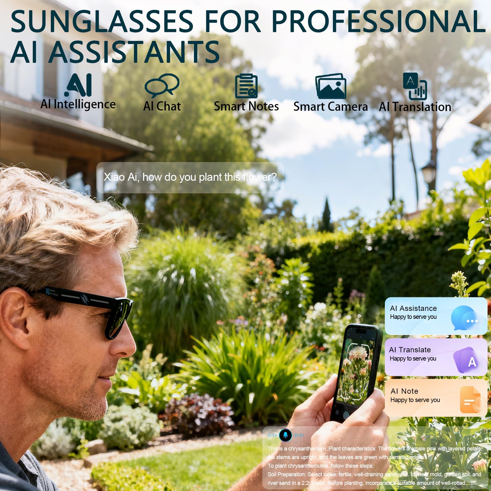 Black Smart Ai Glasses for Men - Audio Music To Video Ai Free avis et prix