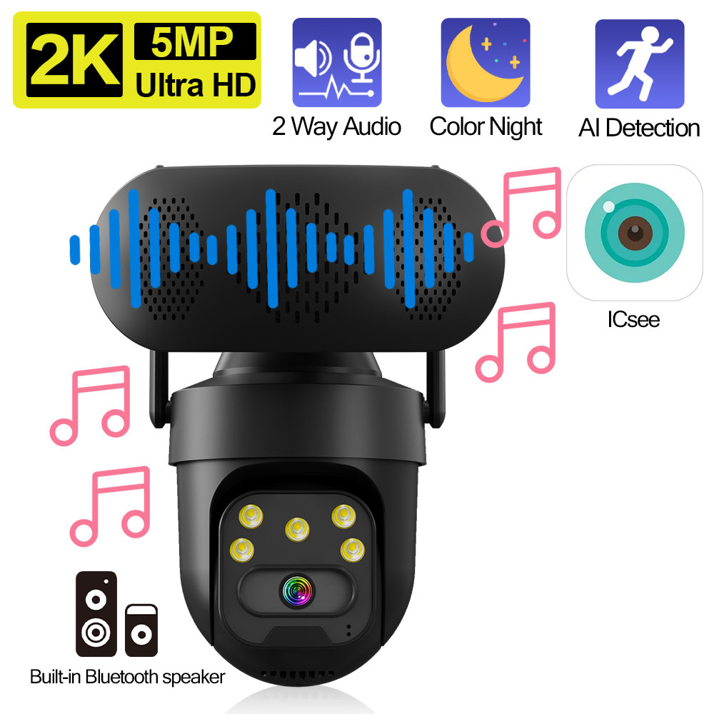 ICSEE 5MP WiFi PTZ IP Camera w - Audiovision Music Player avis et prix