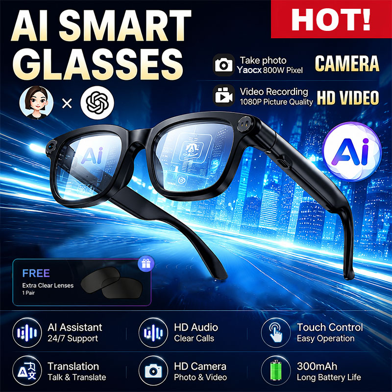 New AI Smart Glasses 800W HD C - Audio Music To Video Ai Free avis et prix