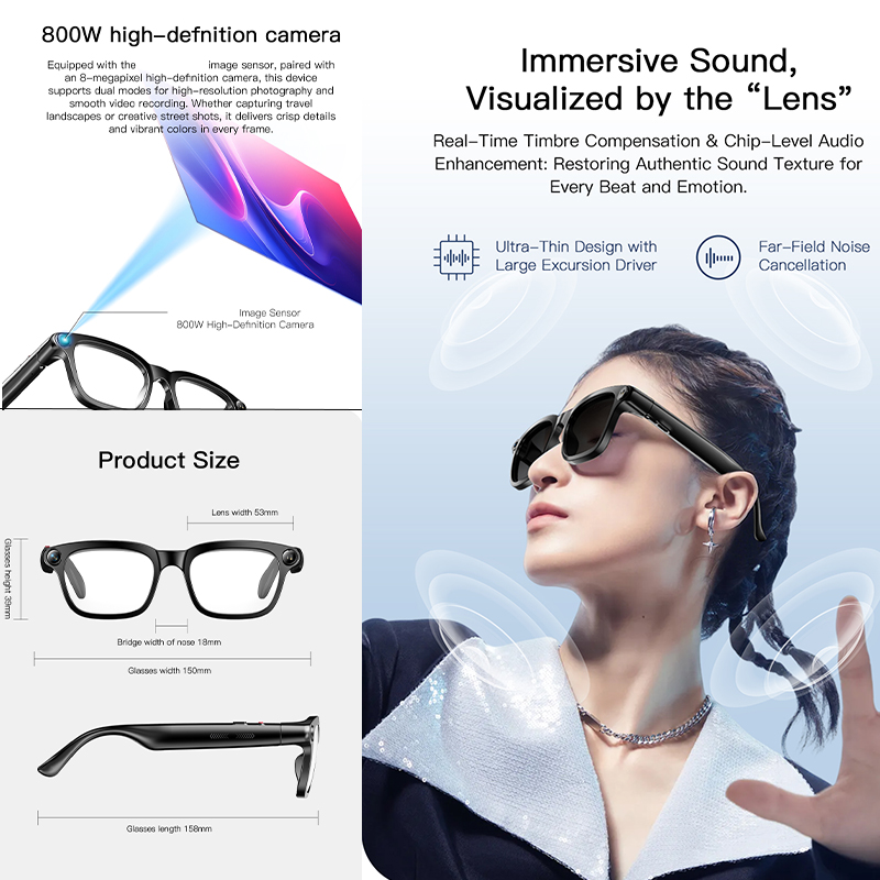 New AI Smart Glasses 800W HD C - Audio Music To Video Ai Free avis et prix