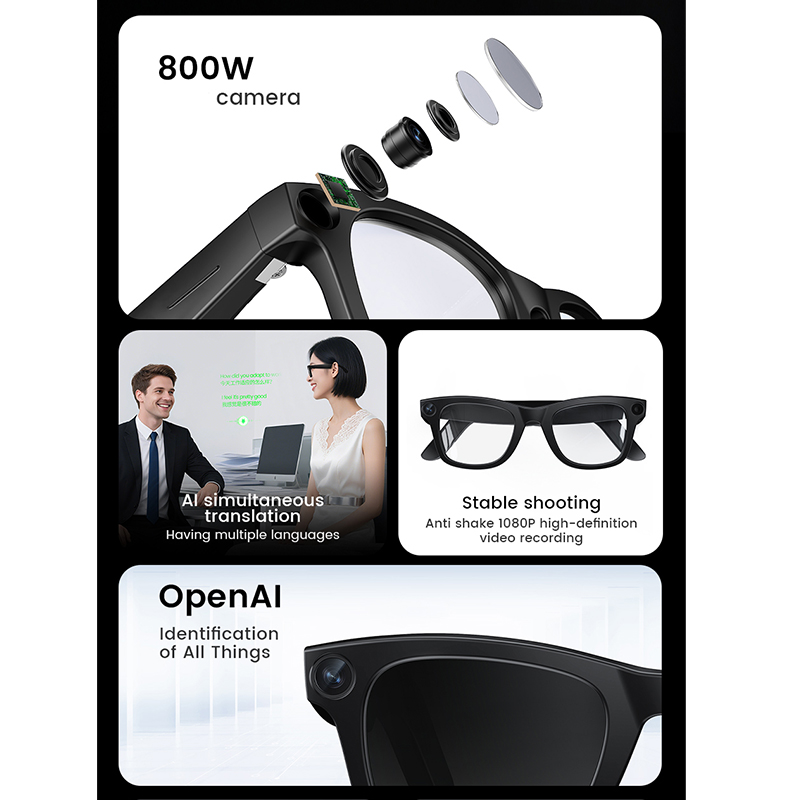 New AI Smart Glasses 800W Came - Audio Music Recognition avis et prix