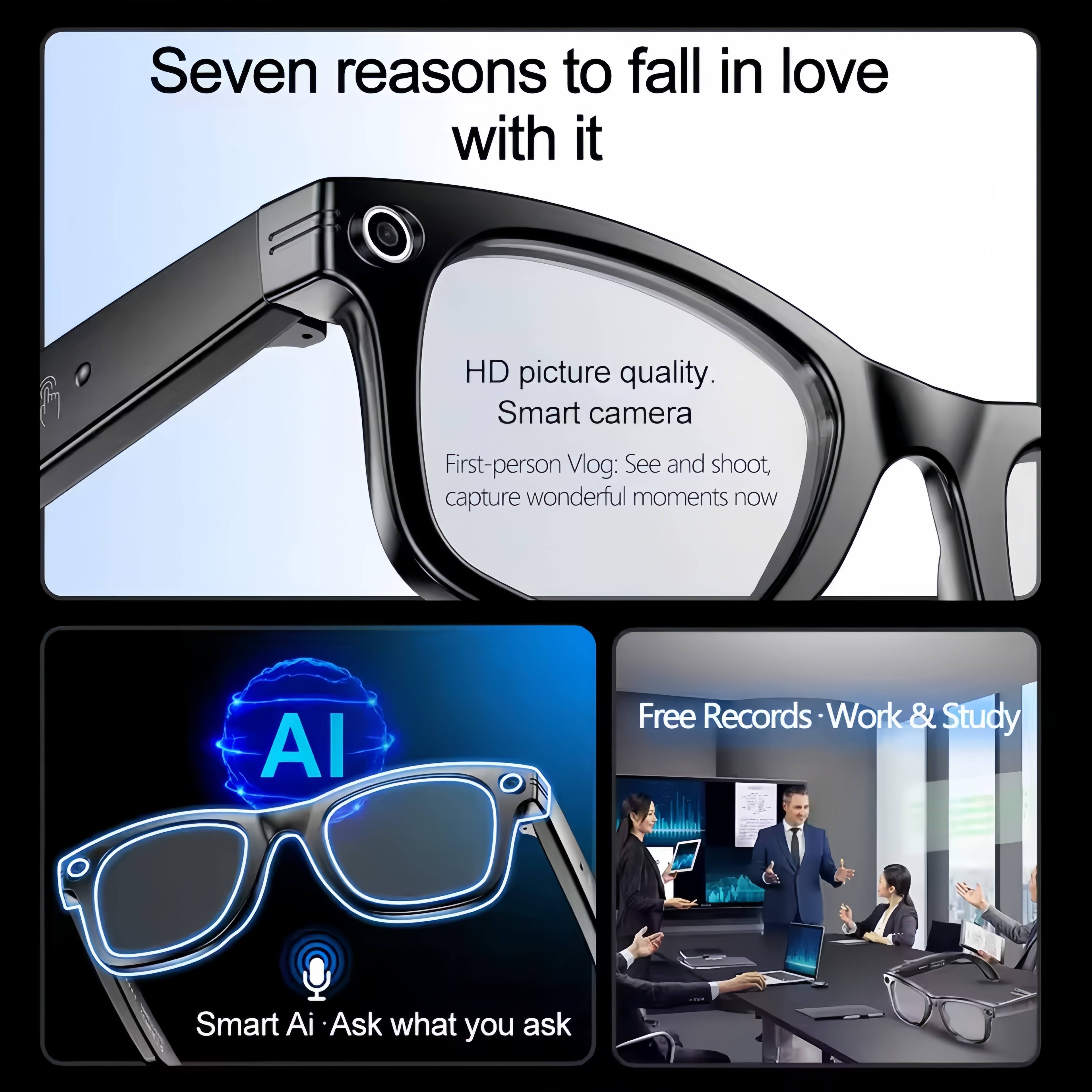 AI Smart Glasses with Camera 4 - Audio Music Recognition avis et prix