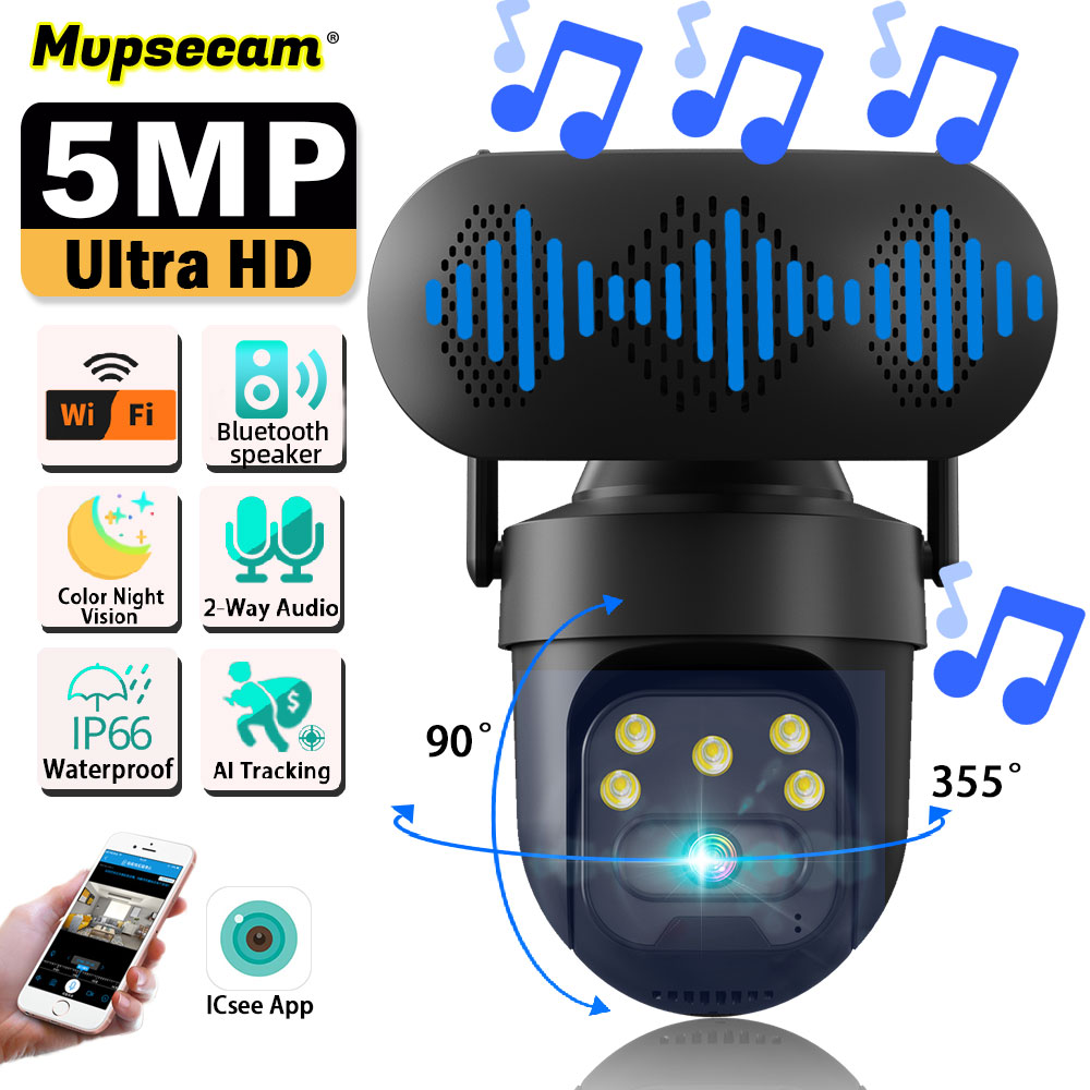 ICSEE 5MP WiFi PTZ IP Camera w - Audiovision Music Player avis et prix